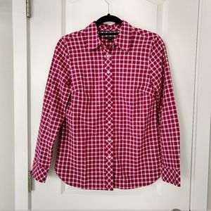 Talbot's burgundy gingham top